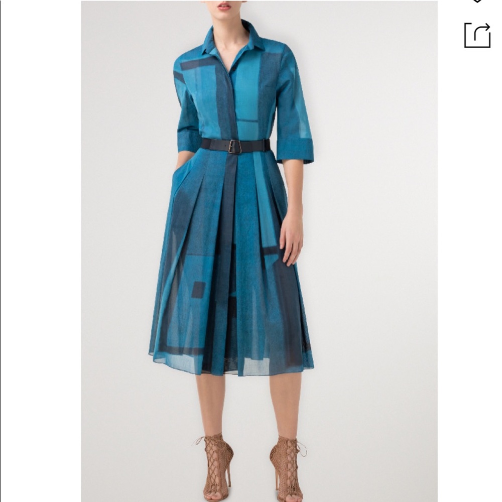 AKRIS
Belted printed cotton voile shirt dress!!